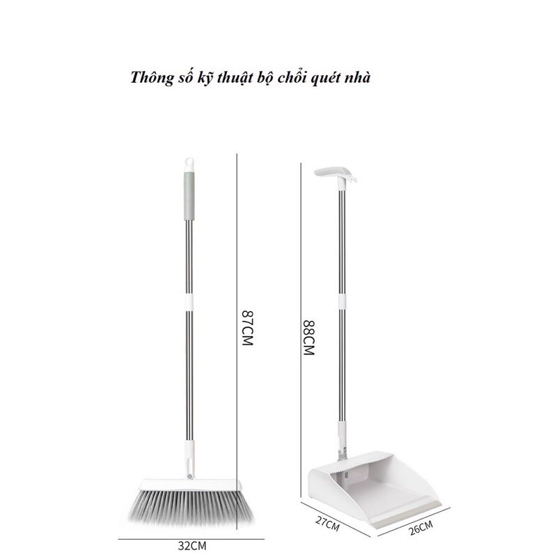 Chổi quét nhà kèm gầu hót rác b52shop Chổi nhựa quét nước thông minh