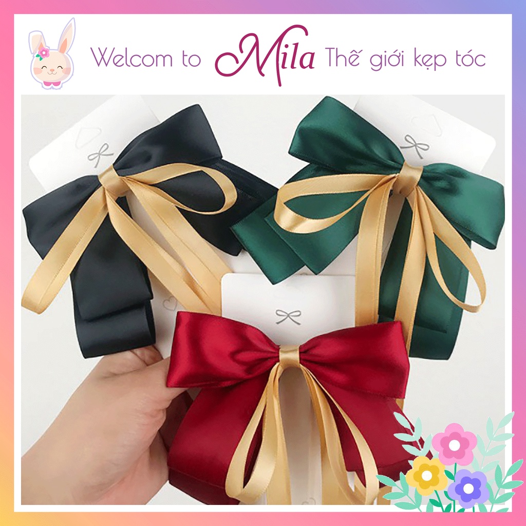 Kẹp Tóc Hình Nơ MILA Cặp Tóc Hàn Quốc
