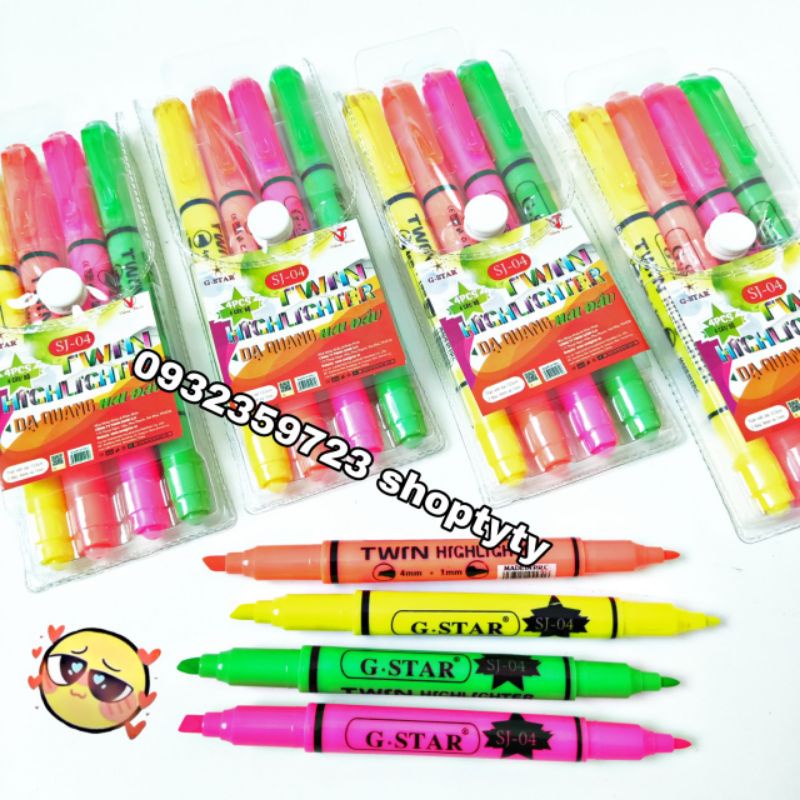 1 Hộp 5 Bút Dạ Quang HL-03 Và Hộp 10 Cây Dạ Quang Đủ Màu Halo-zee