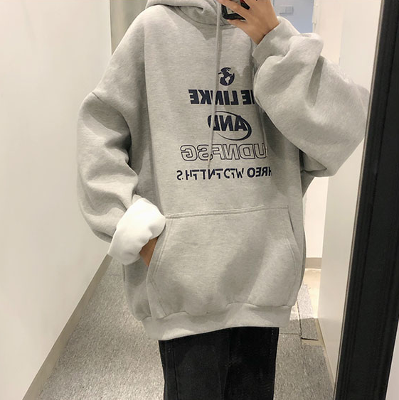 Áo hoodie tay dài dáng rộng thời trang Hàn Quốc