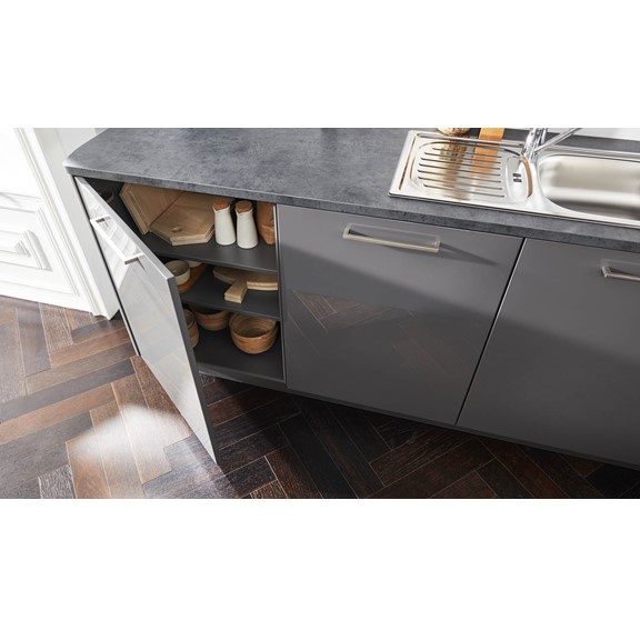 KITCHEN, Tủ bếp gỗ công nghiệp Acrylic bóng gương cao cấp KIT_004, kệ bếp Scandi Home