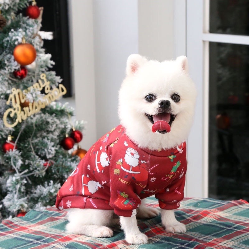 BST NOEL ÁO NỈ MỎNG KHÔNG KHÍ NOEL HOẠ TIẾT SANTA CLAUS  CHO THÚ CƯNG