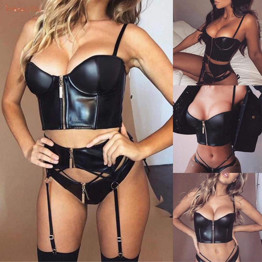 Bộ Đồ Lót Liền Thân Da Bóng Gợi Cảm Cho Nữ