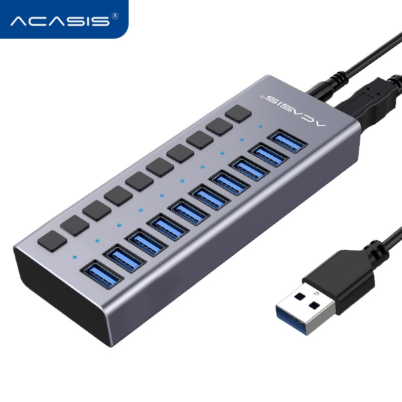 Acasis HUB Chia 10 Cổng USB 3.0 Tốc Độ Cao 5Gbps