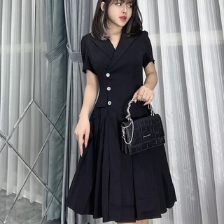 Váy cổ vest xếp ly đuôi T138