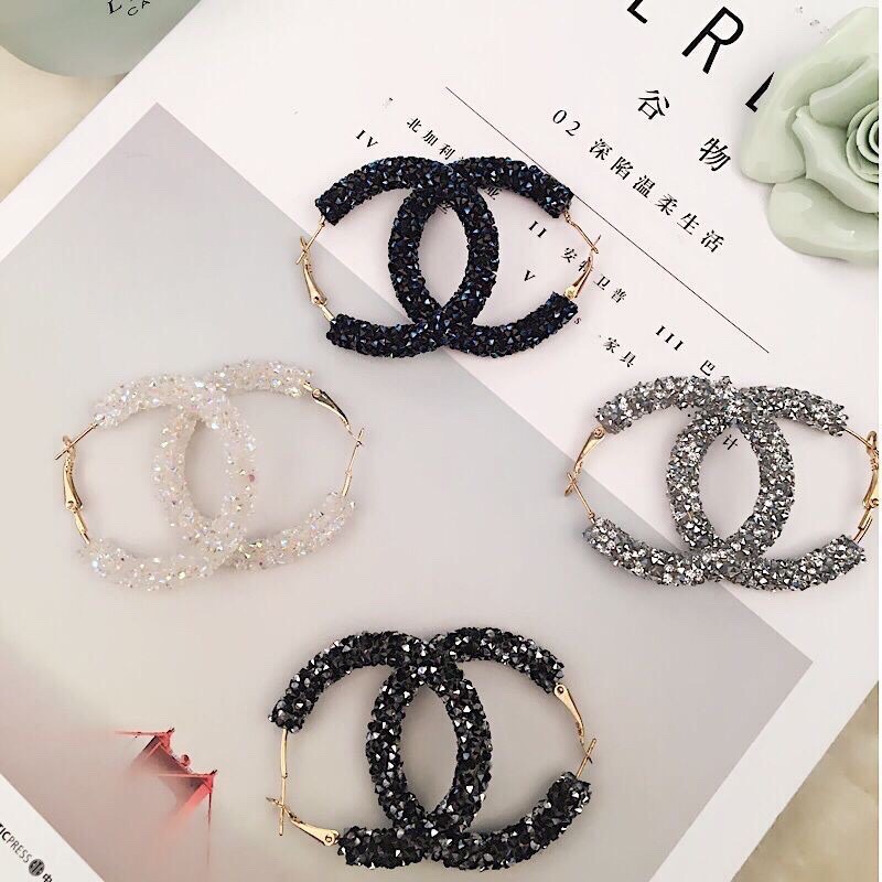 Khuyên tai tròn đính đá pha lê dành cho Nữ