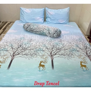 BỘ DRAP VẢI TENCEL SIÊU MỀM MÁT 1m6x2m (inbox chọn mẫu)