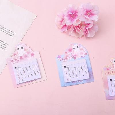 Lịch để bàn mini mèo hoa anh đào động vật cô gái L7