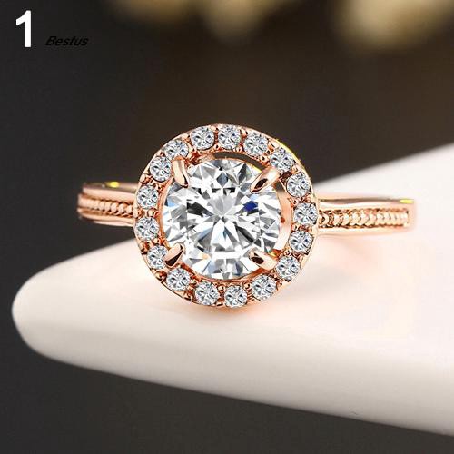 Nhẫn Đính Hôn Mạ Vàng / Bạc Đính Đá Zircon Thời Trang Dành Cho Nữ