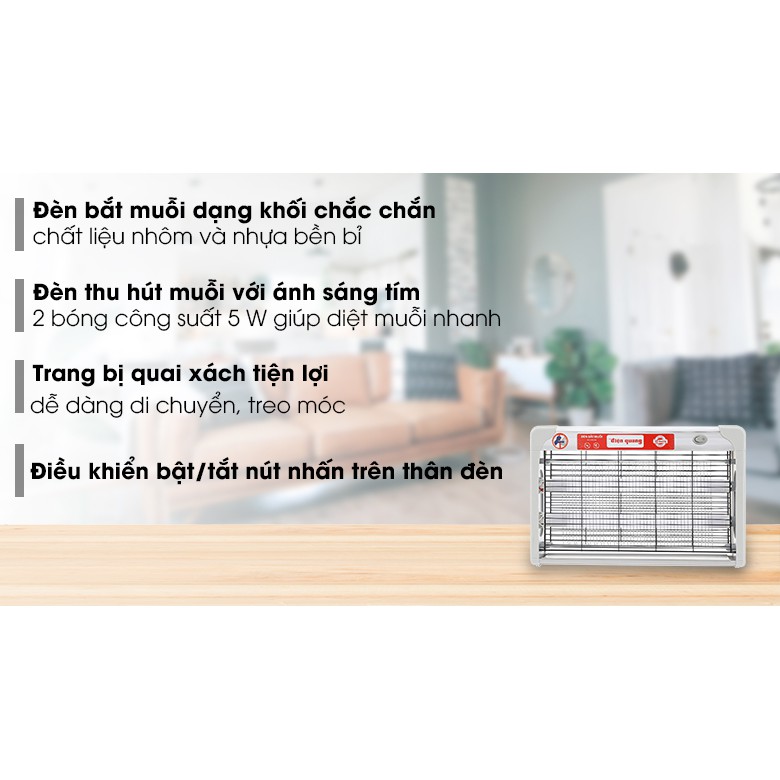 Đèn bắt muỗi Điện Quang EML05, Hàng chính hãng, BH 12 tháng ( ĐQ EML 05L)