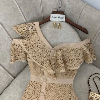 Váy ren body lệch vai
