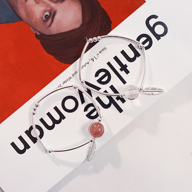 Vòng Đeo Tay Đính Đá Pha Lê Màu Hồng Phong Cách Hàn Quốc