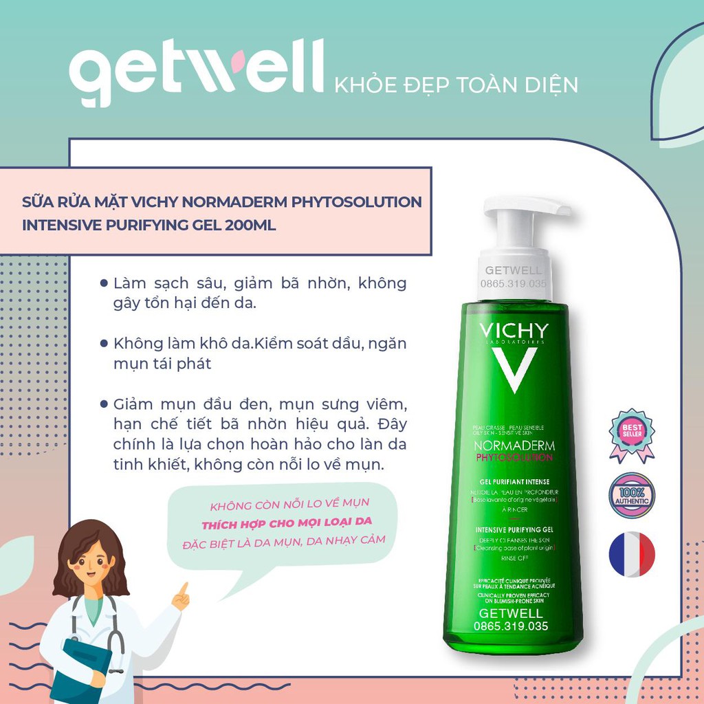 Sữa Rửa Mặt Vichy Normaderm Phytosolution Gel 200ml