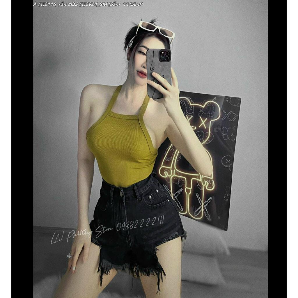 Áo 3 lỗ 2 dây kiểu mẫu mới trơn croptop cực hot , chất thun gân mềm mát