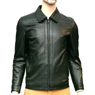 Áo khoác da nam cổ bẻ màu rêu