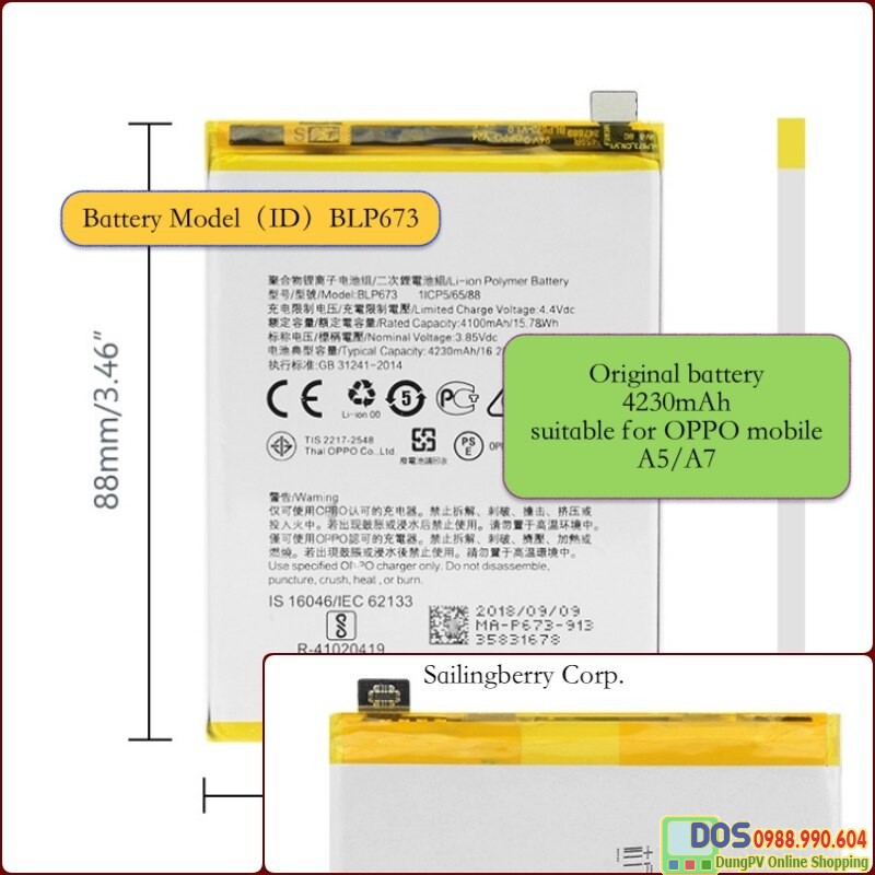 Thay pin oppo a3s bảo hành 3 tháng, pin điện thoại a3s