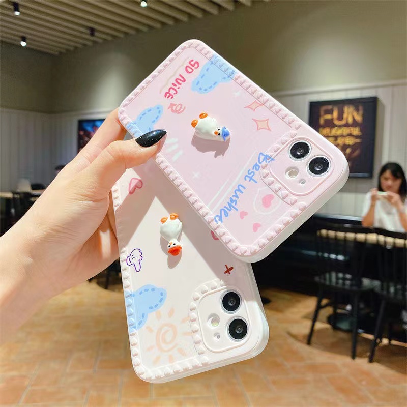 Tilt Head Duck Silicone Phone Case with Pendant for IP 13 12 11Pro Max Xs Max X Xr 8 7 6 6SPlus Se 2020