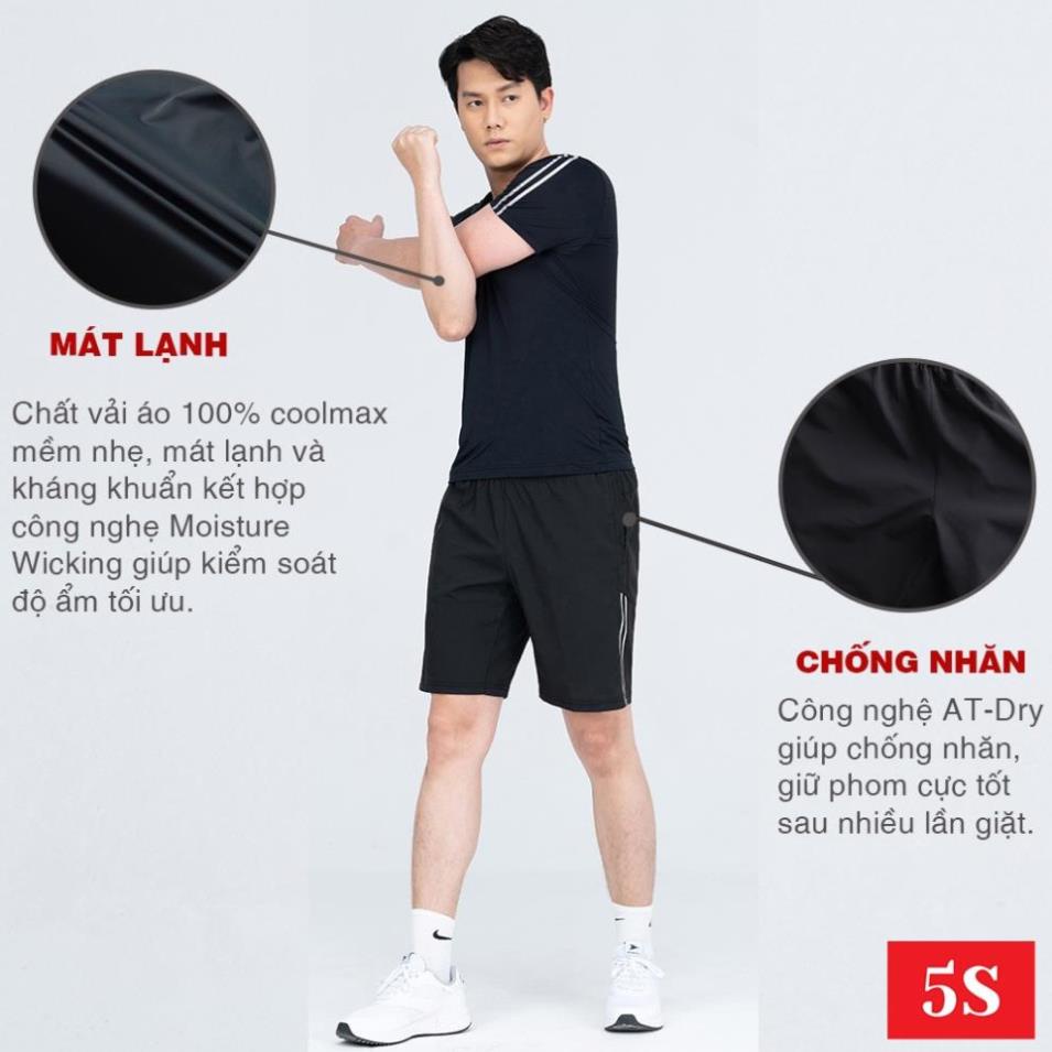 Bộ Quần Áo Thể Thao Nam 5S Cổ Tròn (6 màu), Vải Thun Coolmax Cực Mát, Chống Nhăn, Chống Bám Bụi (B22197) 2022 👟