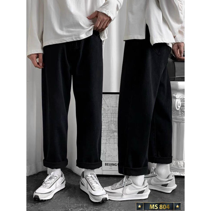 Quần jean nam baggy ống suông rộng - quần bò nam đen dáng đứng vải jeans cao cấp hottrend 2022 J04