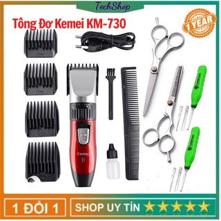 Tông Đơ Cắt Tóc Gia Đình Kemei KM-730 Sạc Điện - Tặng Kéo - Tặng Dụng Cụ Lấy Ráy Tai [ Bảo Hành 1 Năm]