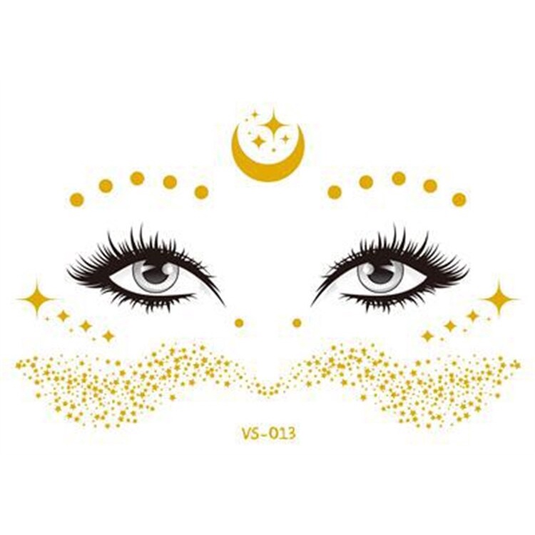 Miếng dán hình xăm tạm thời trang điểm mặt màu vàng đồng kháng nước