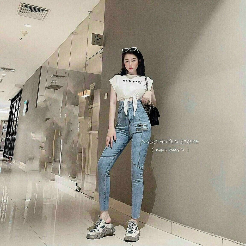 QUẦN JEAN NỮ DÀI CO DÃN 2 DÂY KÉO CÁ TÍNH ĐÙI