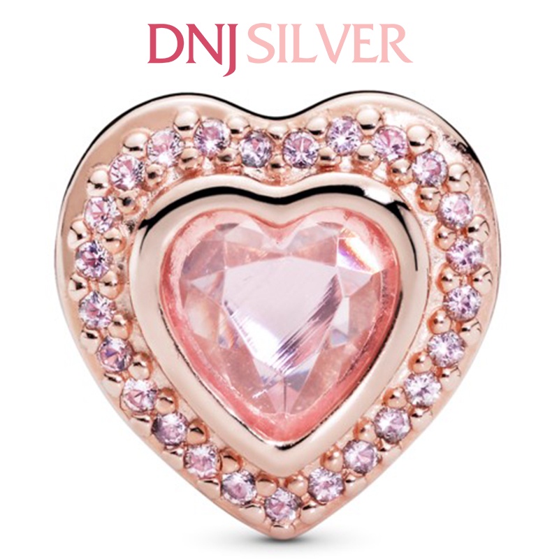 Charm bạc 925 cao cấp, hàng chuẩn bạc - Charm Sparkling Pink Heart thích hợp để mix vòng tay charm -DN145