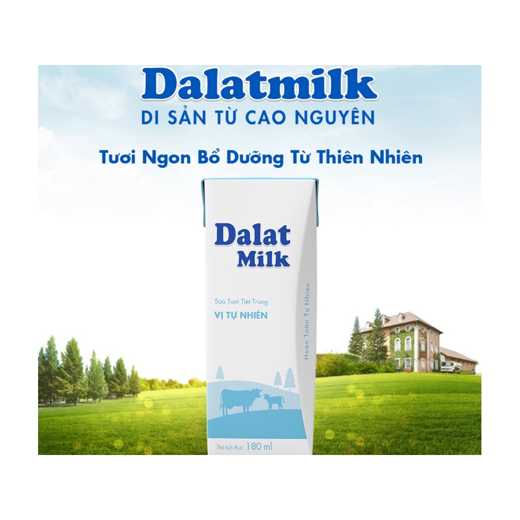 THÙNG 48 HỘP 180ML SỮA TƯƠI TIỆT TRÙNG ĐÀ LẠT  MILK