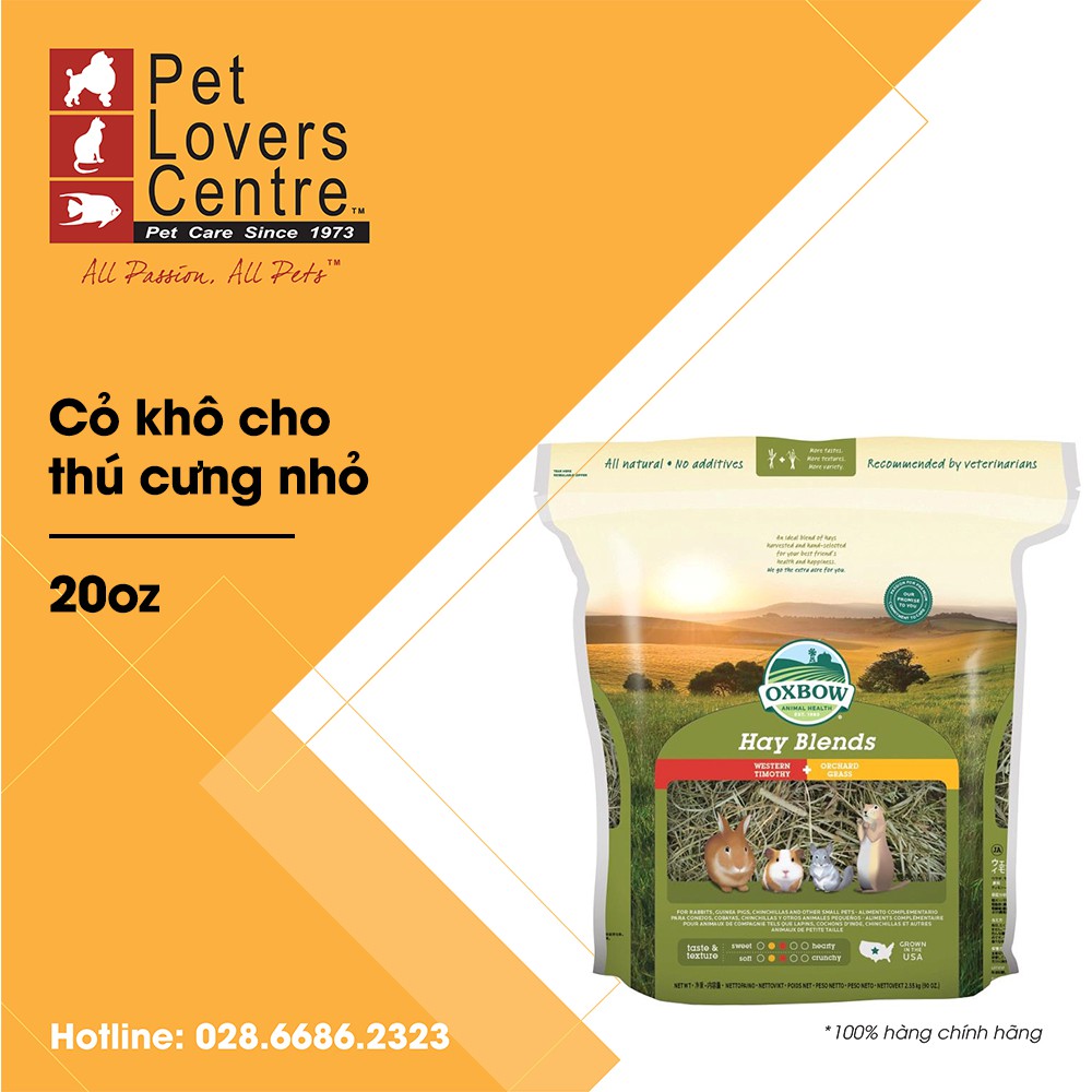 [xuất xứ Mỹ] Cỏ khô cho thú cưng nhỏ OXBOW HAY BLENDS - TIMOTHY / ORCHARD 20oz (567gam)