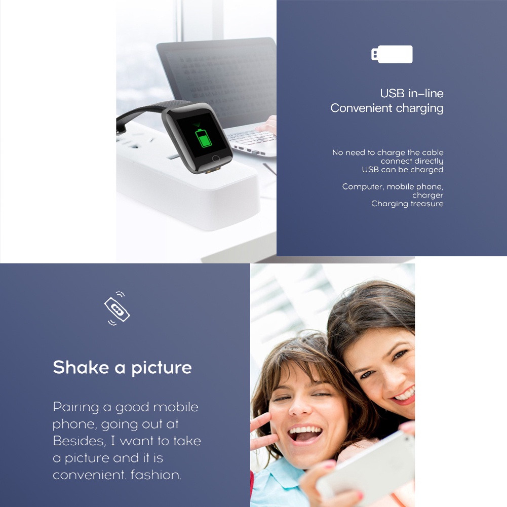 Đồng Hồ Đeo Tay Thông Minh D13 Đo Nhịp Tim / Huyết Áp / Chống Thấm Nước 116 Plus Cho Nam Và Nữ | BigBuy360 - bigbuy360.vn