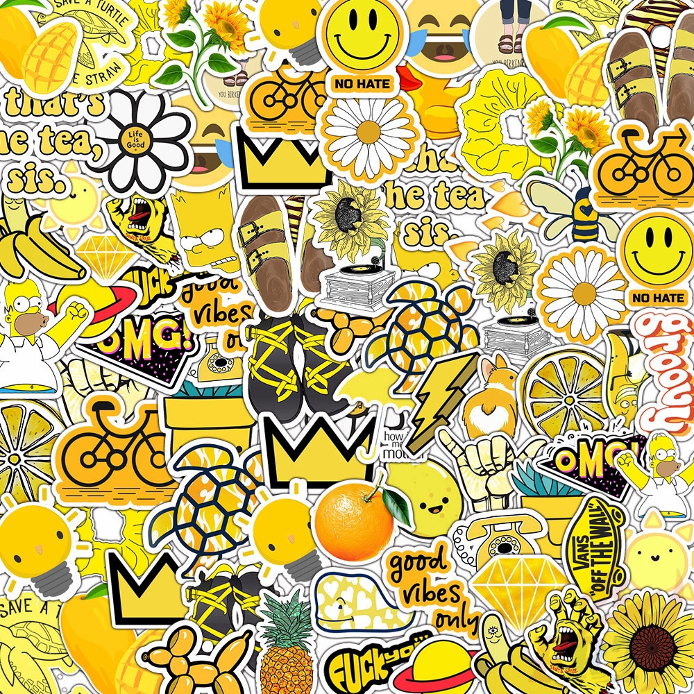❉ VSCO： Ins Fashion Yellow Series 02 - Sunshine Beach Stickers ❉ 50Pcs/Set Cartoon DIY Mixed Decals Doodle Stickers