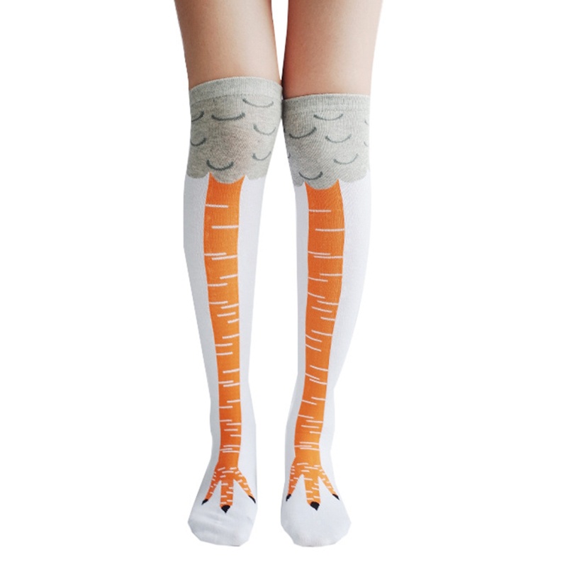XIXI Vớ cotton cổ cao in họa tiết chân gà vui nhộn cho nữ