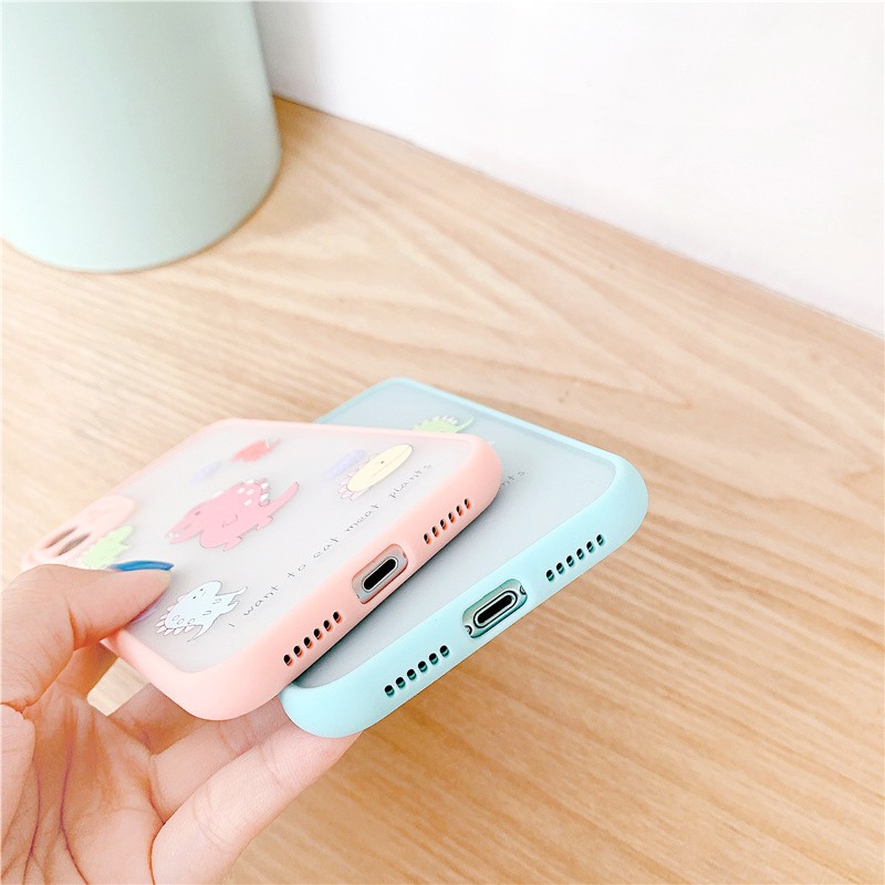 Ốp lưng iphone Dino ngáo nhám viền nổi cong 5/5s/6/6plus/6s/6splus/7/7plus/8/8plus/x/xr/xs/11/12/pro/max/plus/promax | BigBuy360 - bigbuy360.vn