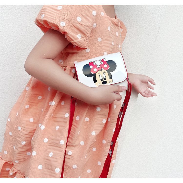 Túi hộp Mickey cho bé gái - Túi đeo bé gái có hình chuột Mini màu đen trắng MIN01
