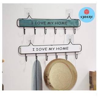Sẵn-móc treo đồ trang trí gắn tường chữ i love my home bằng gỗ