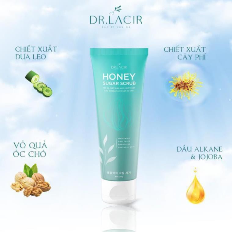 Tẩy da chết Dr. Lacir Honey Sugar Scrub tẩy da chết mặt công thức sinh học hiện đại 120ml LM07