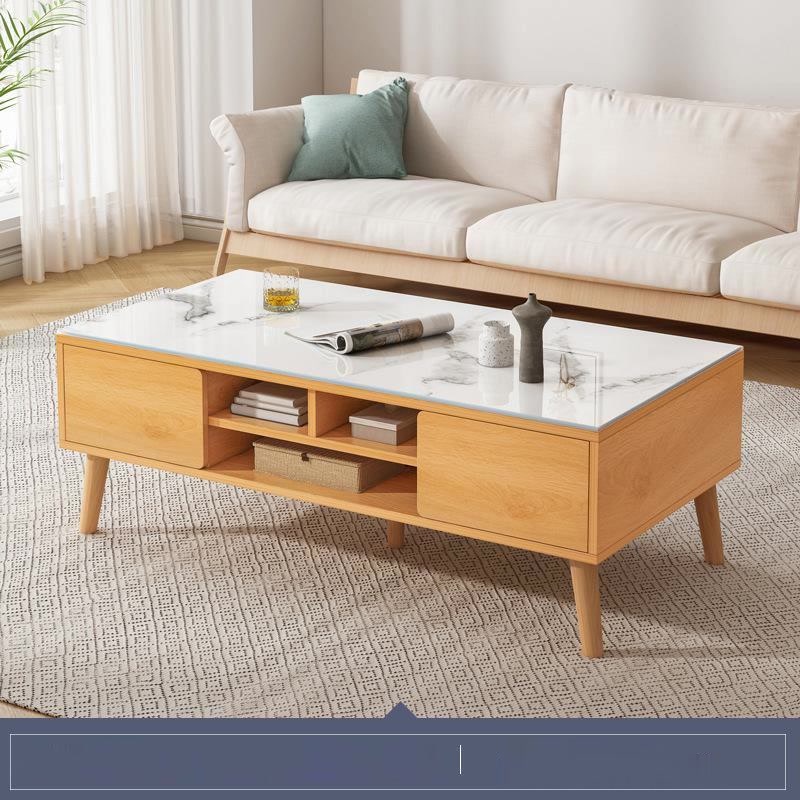 Bàn trà sofa có ngăn kéo kiểu dáng hiện đại sang trọng, bàn trà chữ nhật chân gỗ thông hợp nội thất phòng khách tinh tế