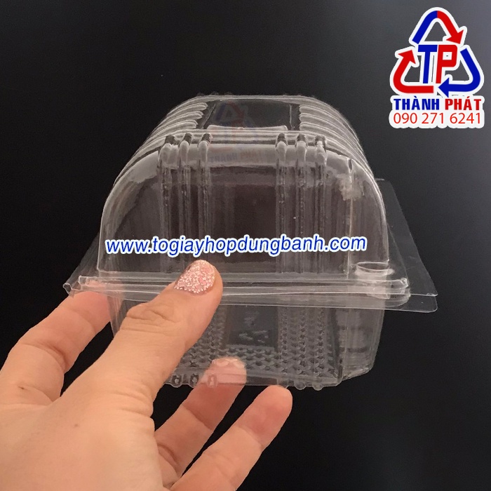 100 Hôp nhựa H149 - Hộp nhựa nắp gập đựng bánh bông lan cuộn 14cm