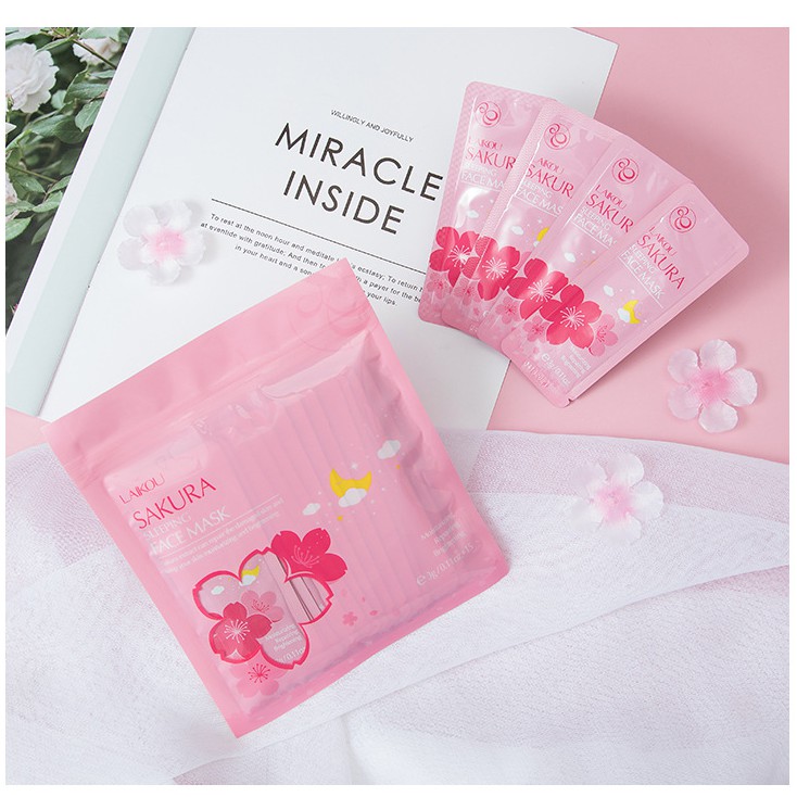 Túi 15 gói mặt nạ ngủ hoa anh đào Laikou dưỡng ẩm sáng da Sakura Sleeping Mask | BigBuy360 - bigbuy360.vn