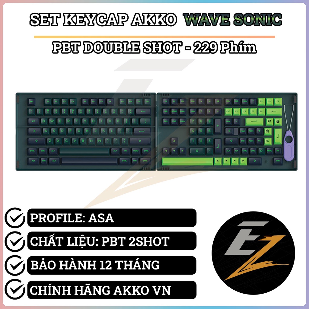 Keycap Cho Bàn Phím Cơ Akko Set – Wave Sonic (PBT Double-Shot/ASA profile/229 nút) | Ezpc