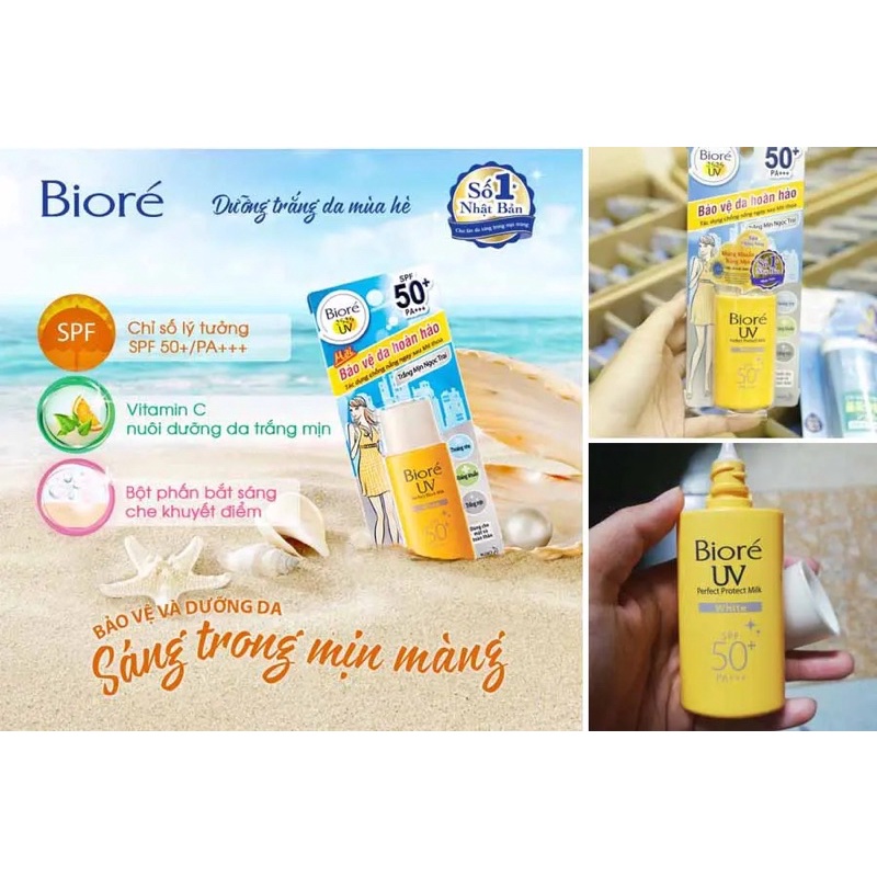 KEM CHỐNG NẮNG BIORE UV PERFECT BLOCK MILK COOL SPF 50 PA+++ 25ml