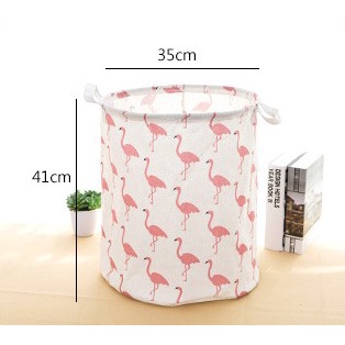 Giỏ vải vintage đựng đồ chơi quần áo chăn màn cỡ lớn hoạ tiết đáng yêu