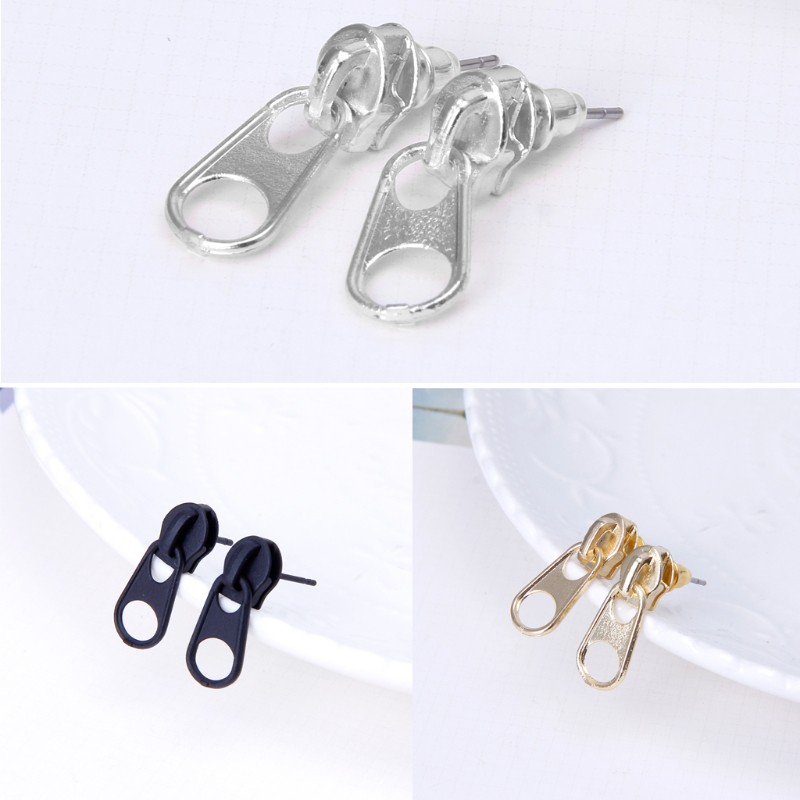 Đôi khuyên tai hình khóa kéo cá tính