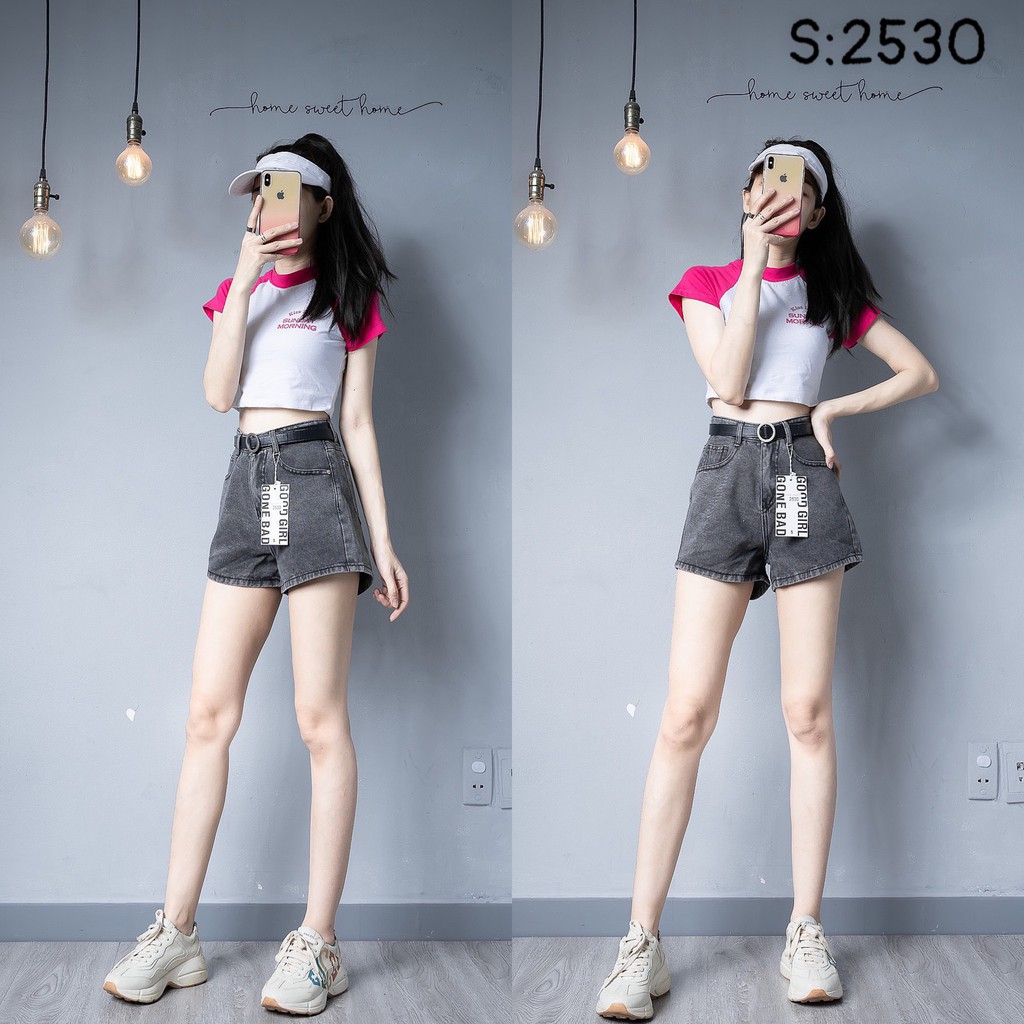 Quần Short Jean Cuốn Lai, Quần Sooc Nữ Trơn 3 Màu