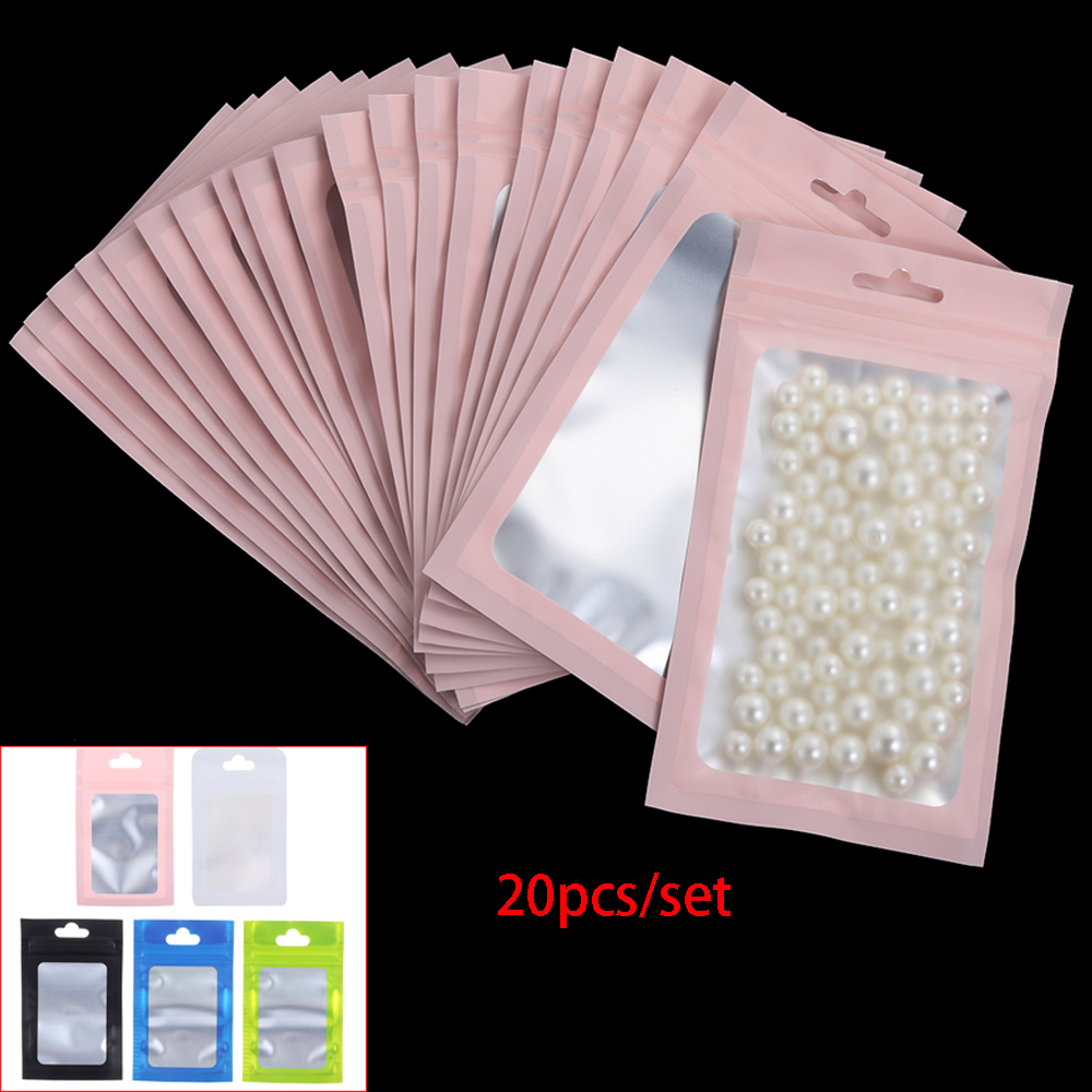 Bộ 20 Túi Đựng Đồ Bằng Lá Nhôm Chống Thấm Nước Có Khóa Kéo Màu Xanh Dương/ Hồng/Xanh Lá