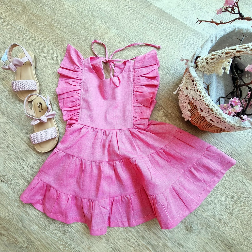 Đầm Cánh Tiên Hở Lưng Dáng Dài Mầu Hồng SoraChan - M073