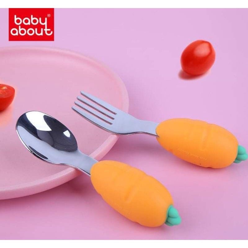 Bộ thìa muỗng ăn dặm inox cao cấp Baby About Hàn Quốc
