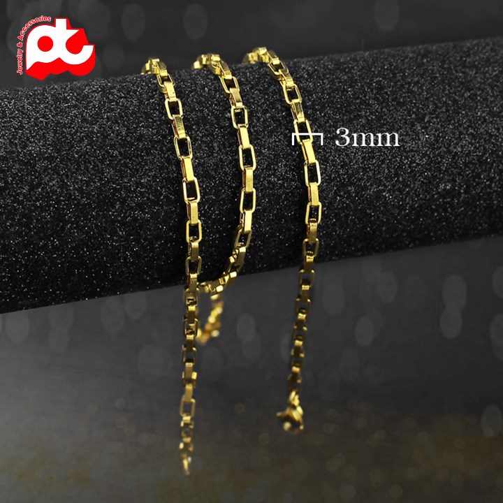 Dây chuyền titan nam cao cấp thời trang rẻ đẹp inox thép không gỉ kiểu hình vuông trangsucpt kích cỡ 3mm PTDCNA169