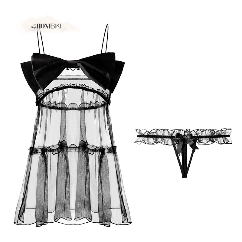 Set đầm ngủ xuyên thấu Sexy gợi cảm và quần lót lọt khe quyến rũ cho nữ HONIBIKI Mã VN020 | BigBuy360 - bigbuy360.vn