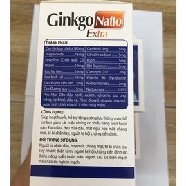 Ginkgo Natto Extra, Viên uống bổ não, Bổ não, Tăng cường lưu thông máu cải thiện trí nhớ giảm đau đầu chóng mặt